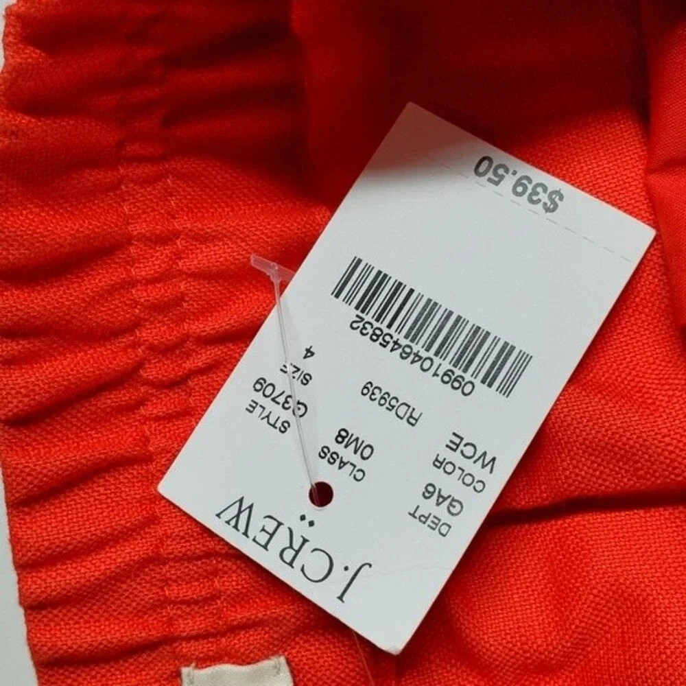 J. CREW FACTORY Linen Blend Pull-On Shorts Red Size 4 NWT